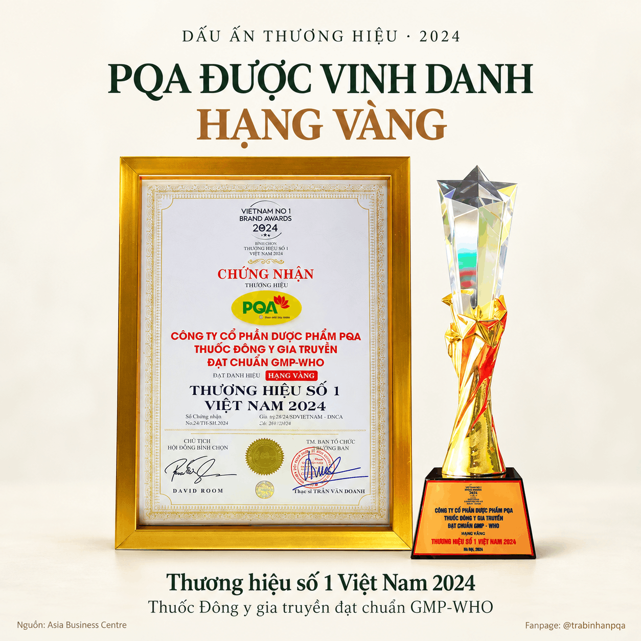 Hạng Vàng Thương hiệu số 1 Việt Nam 2024