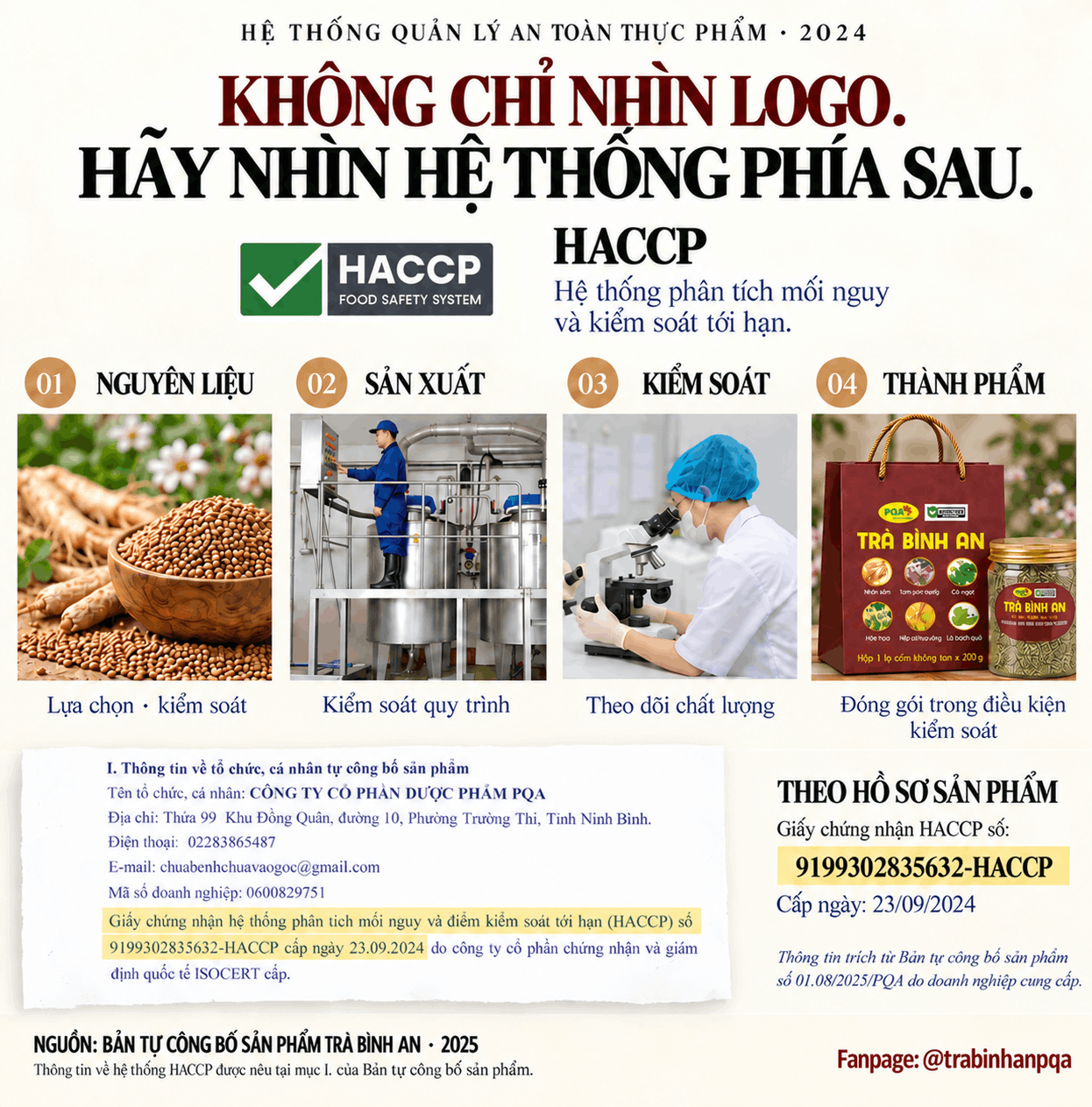 Tư liệu hệ thống HACCP trong hồ sơ Trà Bình An